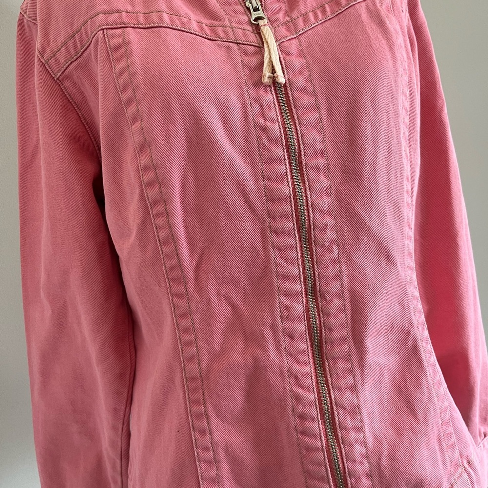 CAbi Pink Denim Zip Front Jacket Size Medium Style 254 - Picture 6 of 14